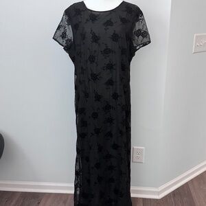 Coldwater Creek Black Floral Lace Dress Size 16